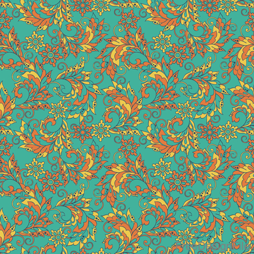 Decor retro floral pattern vector material 05