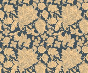 Decor retro floral pattern vector material 06