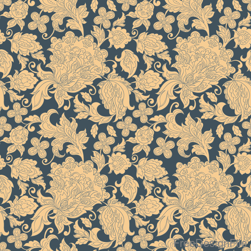 Decor retro floral pattern vector material 06