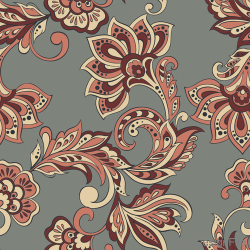 Decor retro floral pattern vector material 07