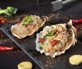 Delicious barbecue scallop fans Stock Photo 03