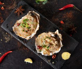 Delicious barbecue scallop fans Stock Photo 04