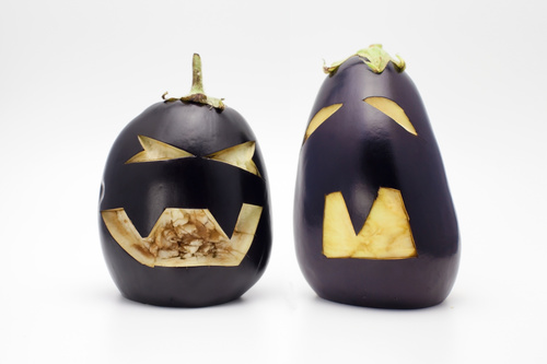 Eggplant carving Stock Photo