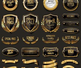 Elegant black and gold badges and labels design vector set