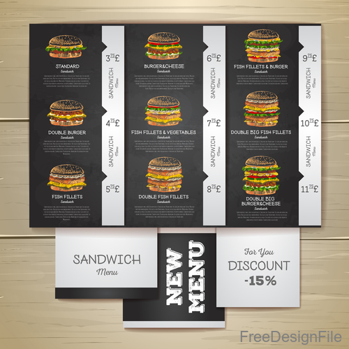 Fast food menu price list vector design 01