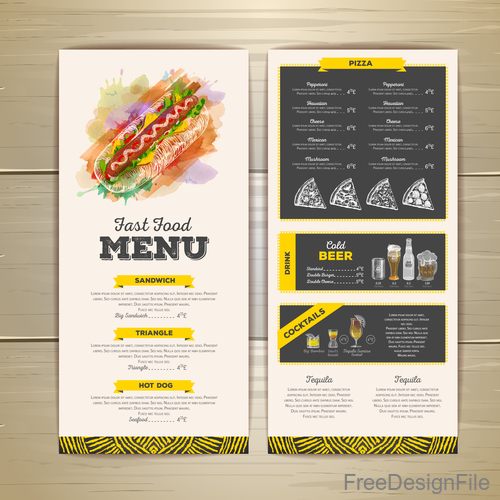 Fast food sketch menu template vector 01