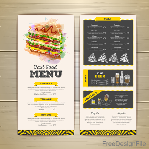 Fast food sketch menu template vector 02