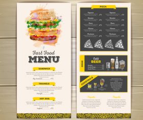 Fast food sketch menu template vector 03