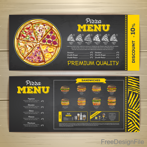 Fast food sketch menu template vector 06