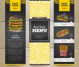 Fast food sketch menu template vector 07