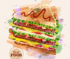 Fast food watercolor hand drawn vectors 03