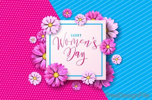 Flower frame with women day festival background vector