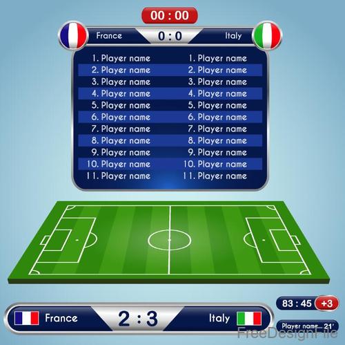 Football match scoreboard template vectors 05