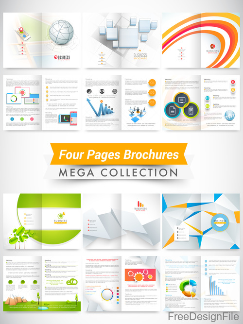 Four page brochures template vectors