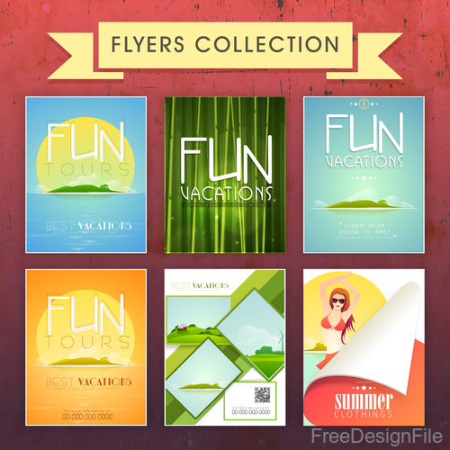 Fun vacations flyer template vector