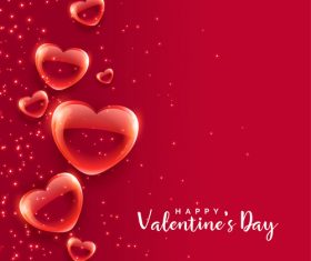 Red glass heart with valentines day background vector