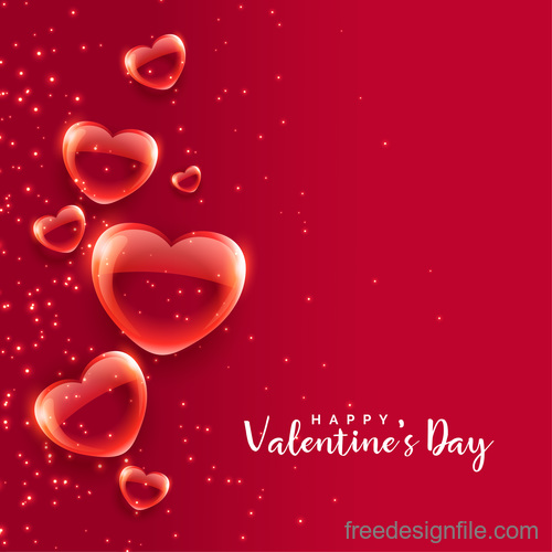 Red glass heart with valentines day background vector