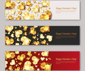 Golden diamond with valentines banners vector