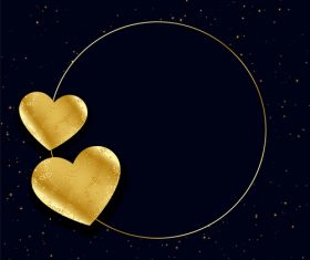 Golden floral heart with cricle and black background vector