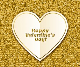 Golden shiny valentines background with heart vector