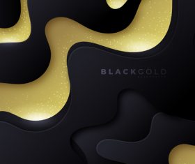 Golden with black overlap wavy background vector