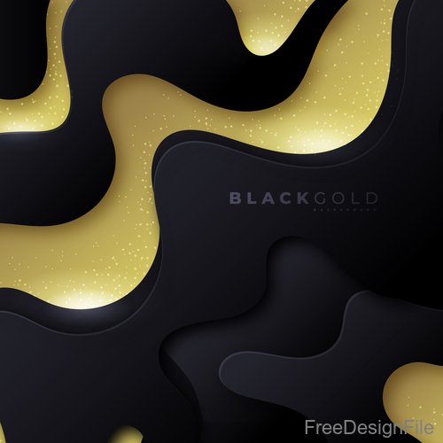 Golden with black overlap wavy background vector