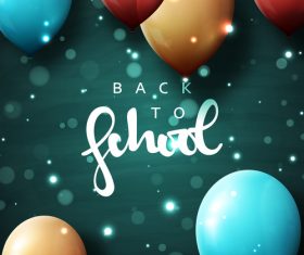 Green back to school background with colored balloons vector 01