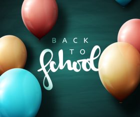 Green back to school background with colored balloons vector 04