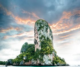 Green hills and green water scenery Stock Photo