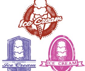 Grunge Ice cream labels illustration vectors