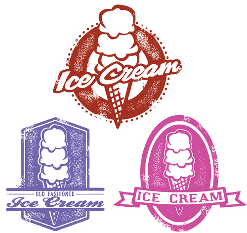 Grunge Ice cream labels illustration vectors