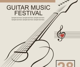 Guitar music festival poster retro design vector 01
