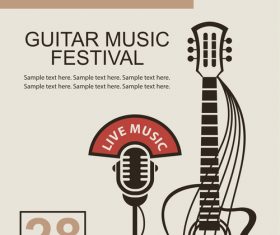 Guitar music festival poster retro design vector 02