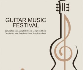 Guitar music festival poster retro design vector 03
