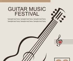Guitar music festival poster retro design vector 04