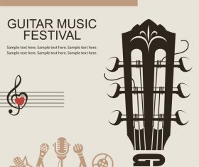 Guitar music festival poster retro design vector 05
