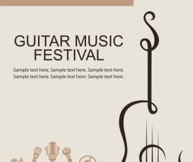 Guitar music festival poster retro design vector 06