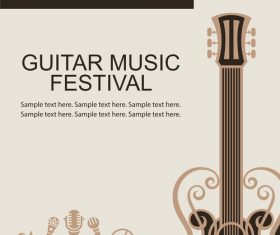 Guitar music festival poster retro design vector 07