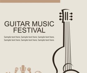 Guitar music festival poster retro design vector 08