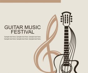 Guitar music festival poster retro design vector 09