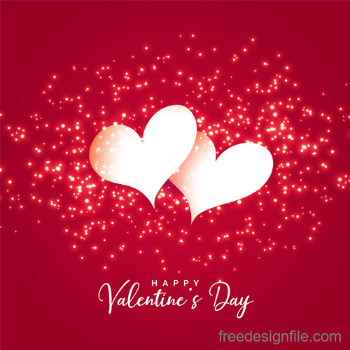 Halation valentines day background with white heart vector