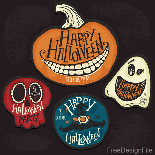 Halloween logos with sign design vectors 01