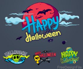 Halloween logos with sign design vectors 02
