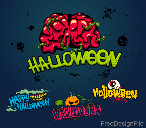 Halloween logos with sign design vectors 03