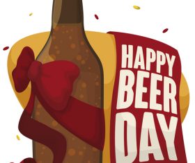 Happy beer day banner with bottle vector