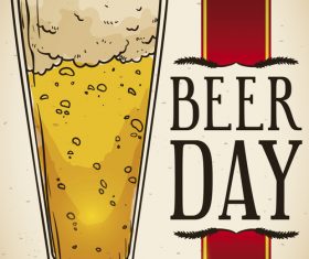 Happy beer day design vector material 02