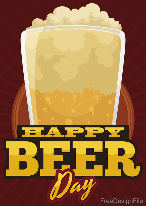 Happy beer day design vector material 03
