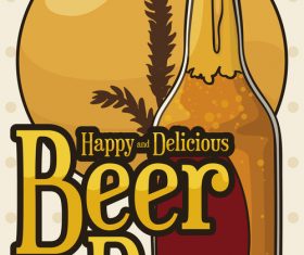 Happy beer day design vector material 04