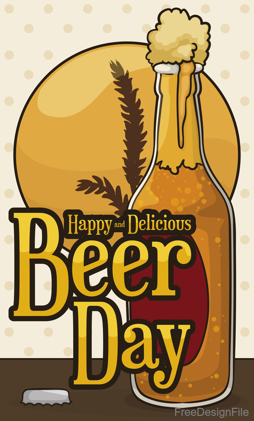 Happy beer day design vector material 04