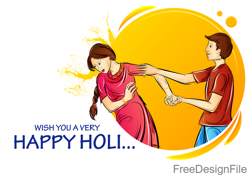Happy holi festival design vectors material 04 free download